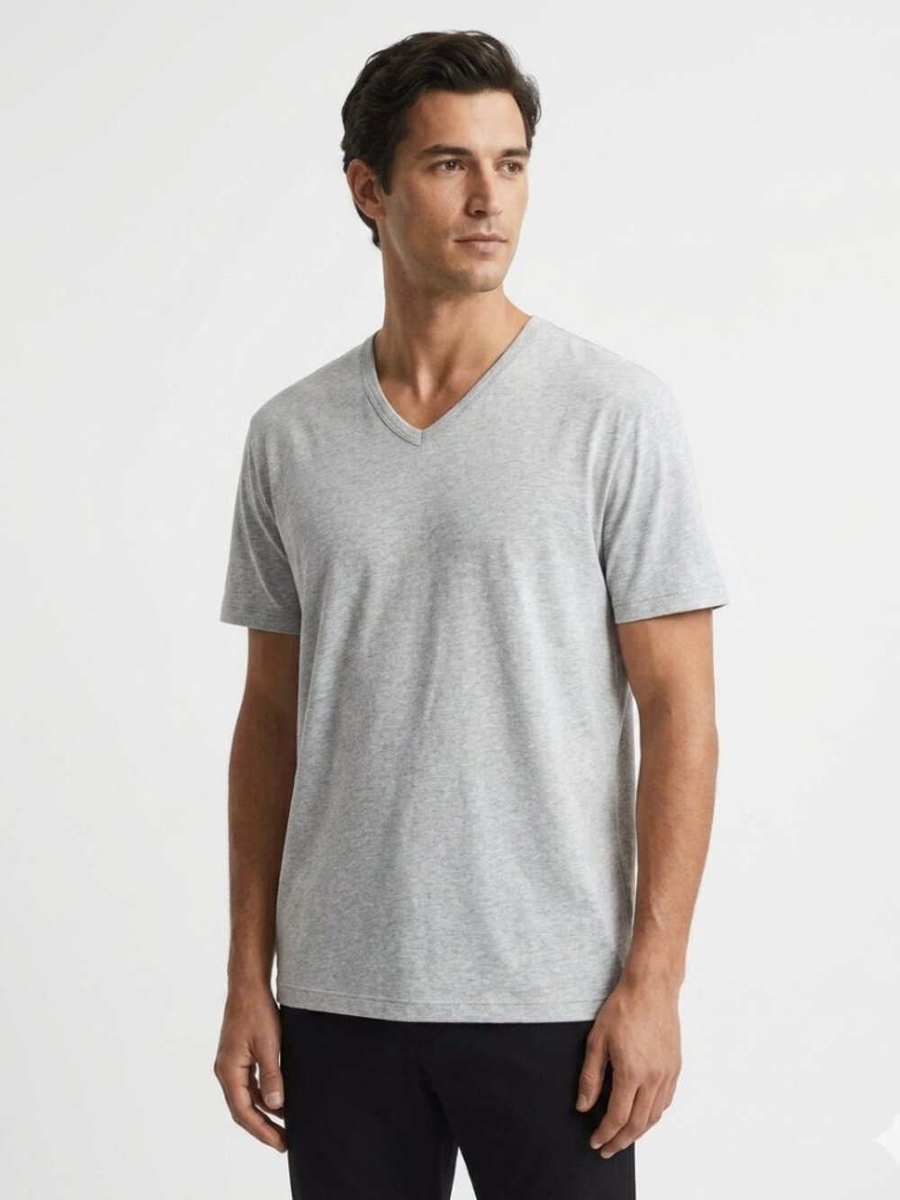 NWOT EMPORIO ARMANI UNDERWEAR MEN'S BASIC V-NECK T-SHIRT IN HEATHER GREY - L